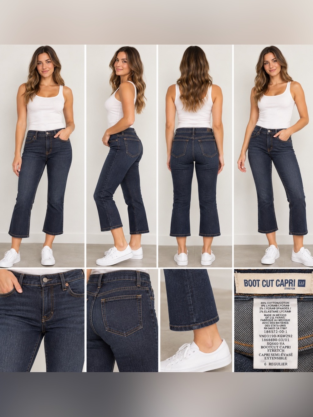 Women’s Gap Dark Blue Boot Cut Capri Jeans Size 6 Regular